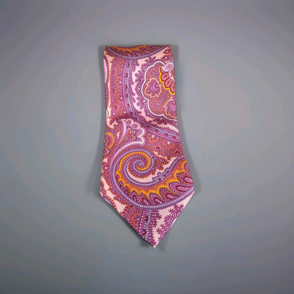Ralph Lauren Chaps Mens Neck Tie 100% Silk Pink Paisley Design 57" x 3.5"